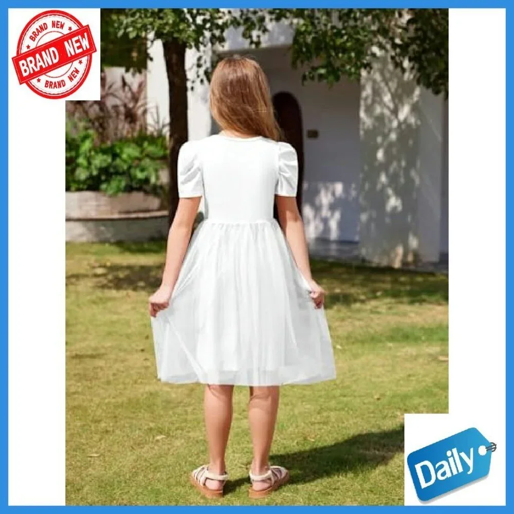 Toddler Girls Tutu Dress Puff Sleeve Tulle Party Formal Birthday